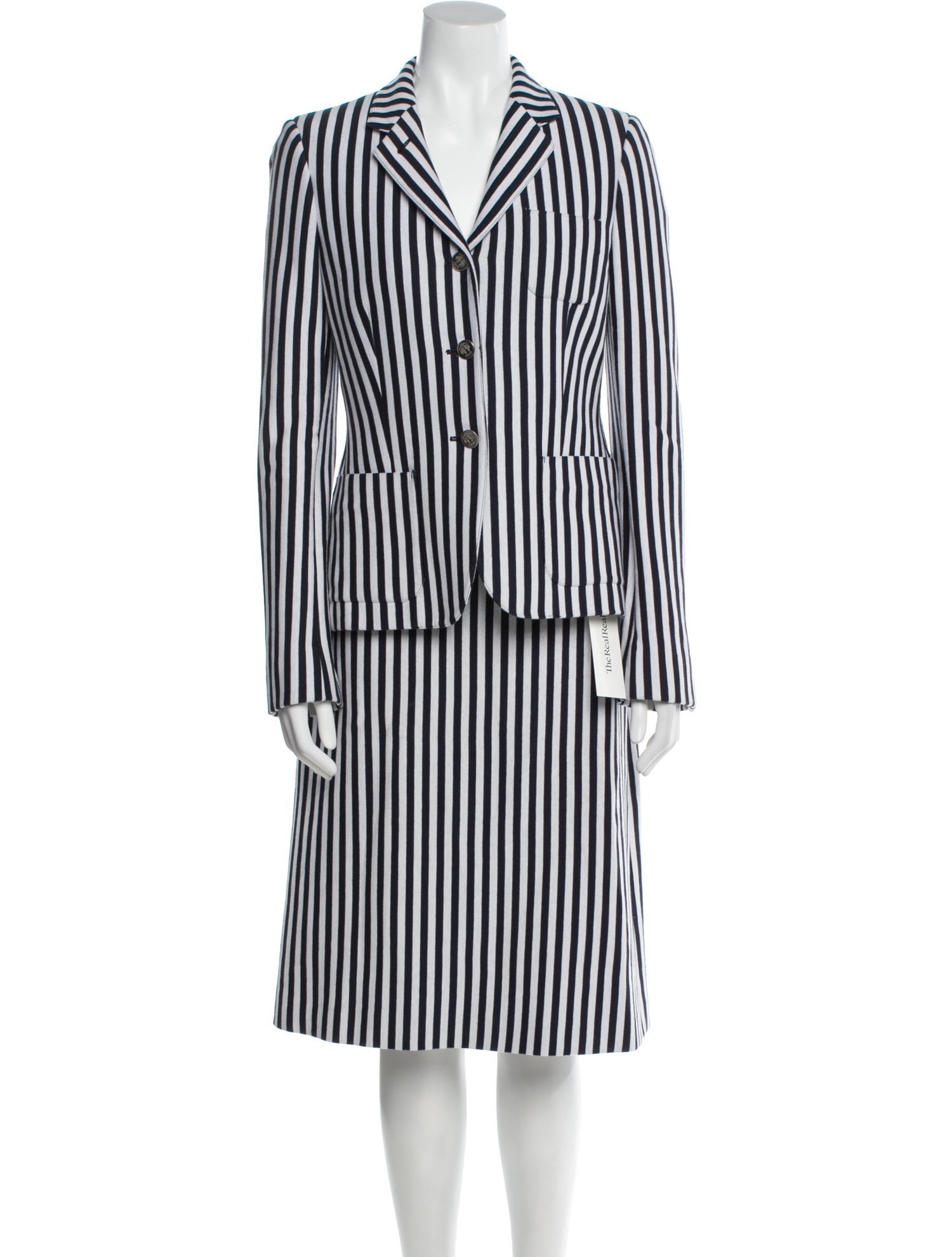 Black Fleece Striped Skirt Suit