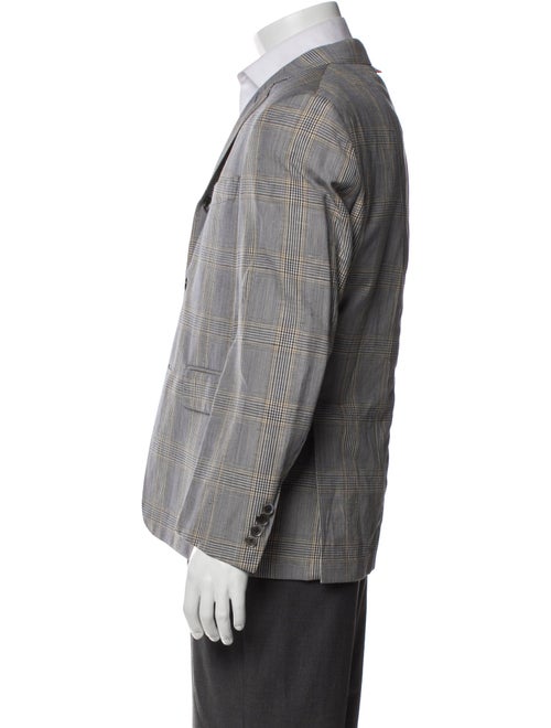 Black Fleece Wool Plaid Print Blazer