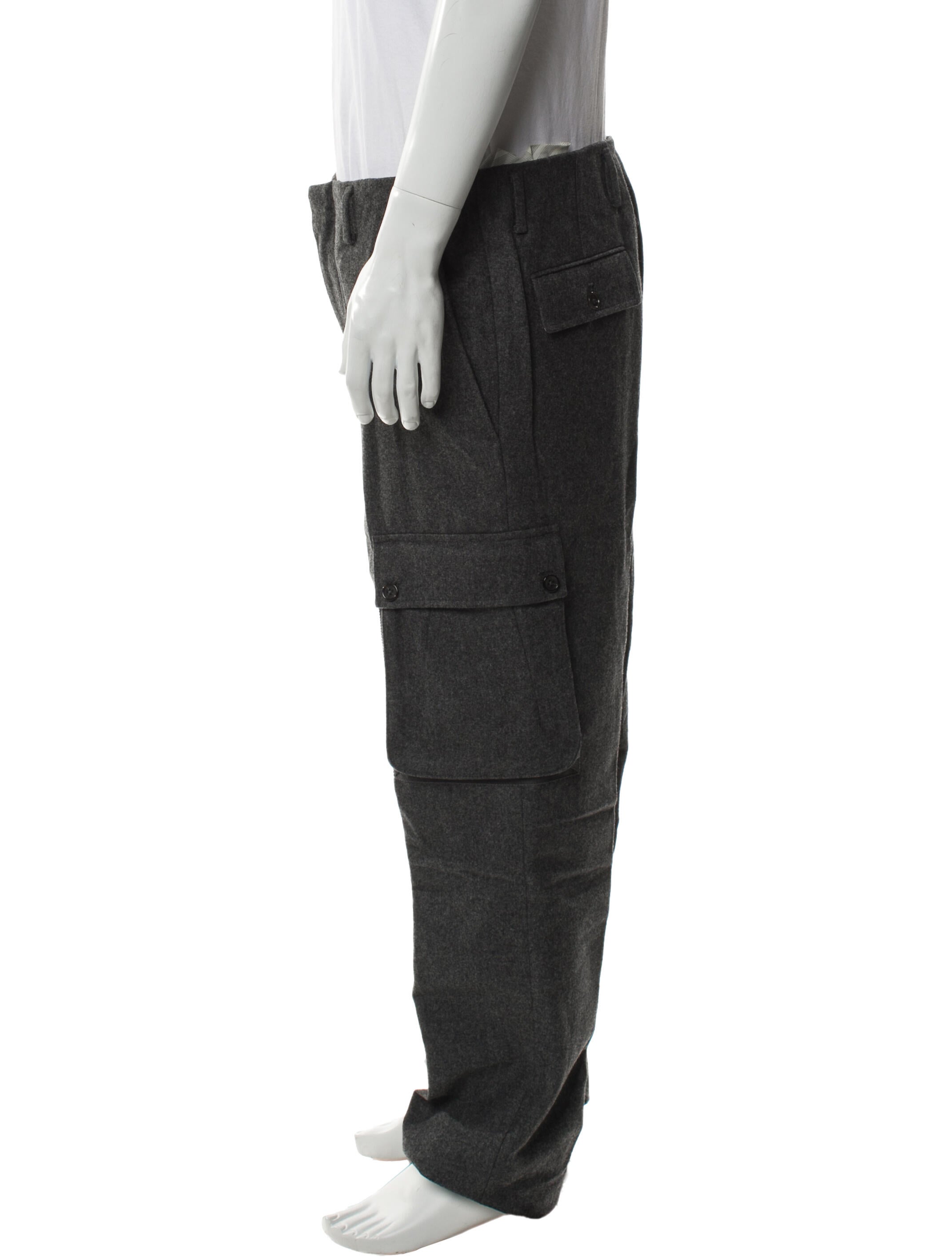 Black Fleece Wool Cargo Pants