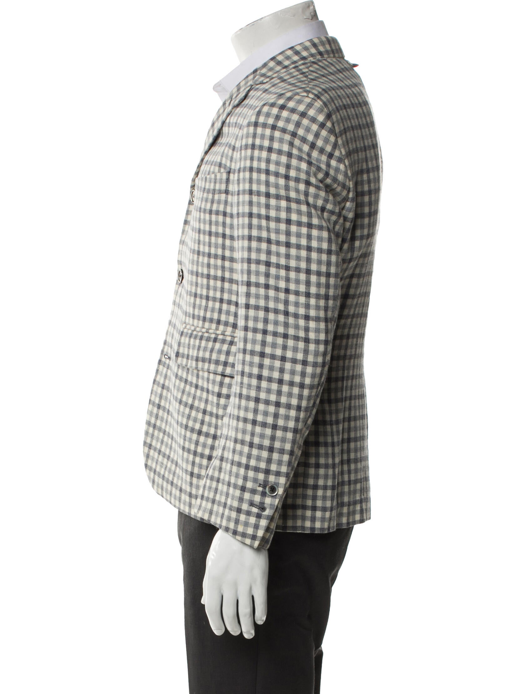 Black Fleece Wool Plaid Print Blazer