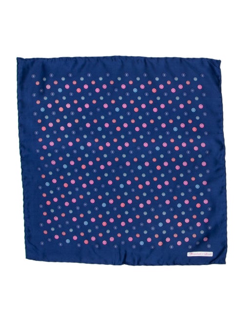Turnbull & Asser Button Print Silk Pocket Square b