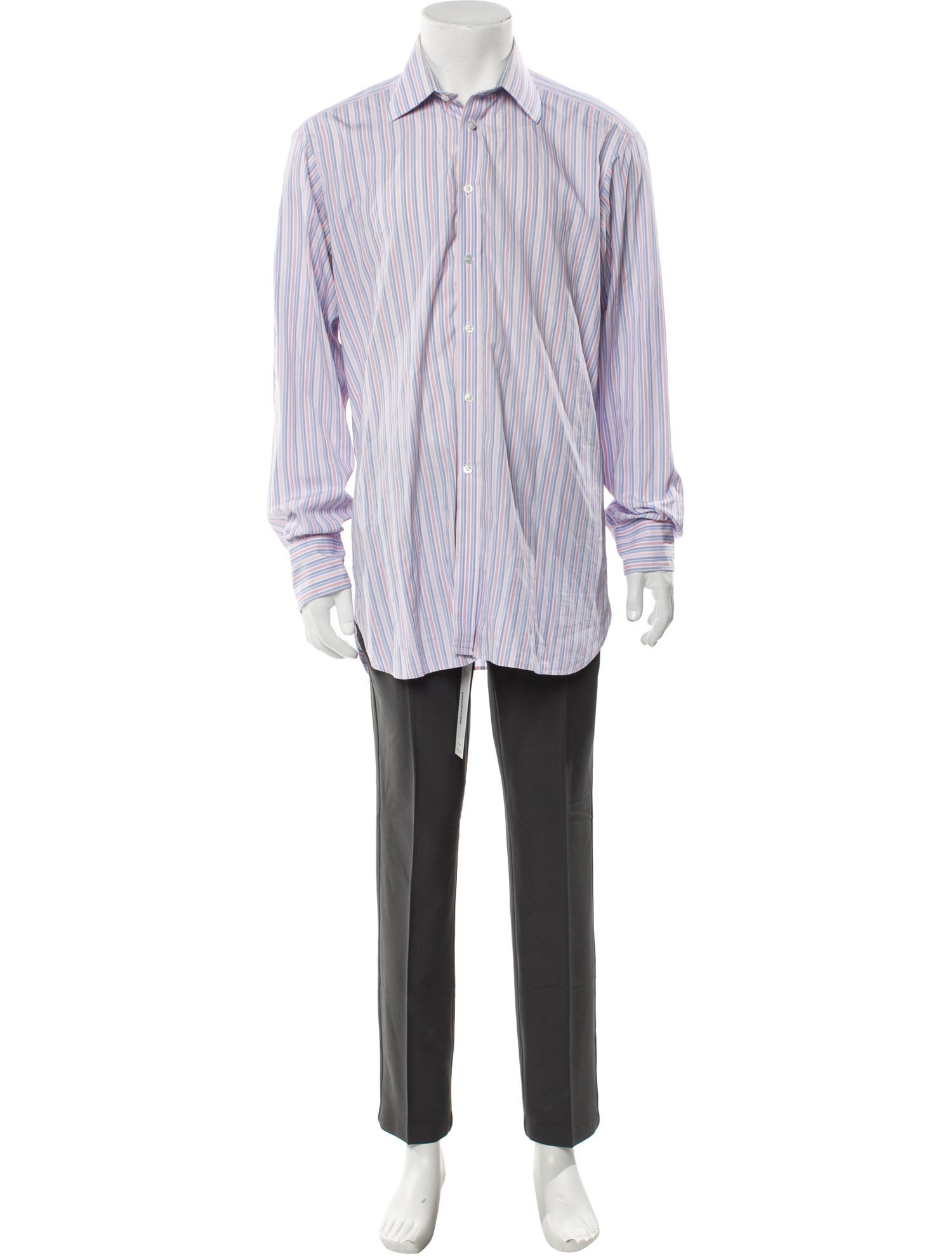Turnbull & Asser Striped Long Sleeve Dress Shirt