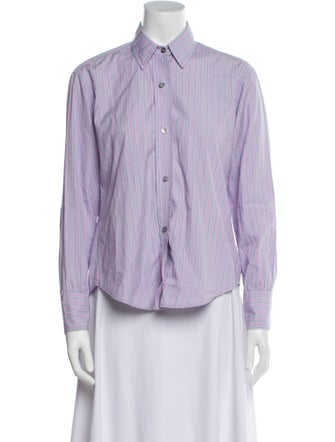 Turnbull & Asser Striped Long Sleeve Button-Up Top