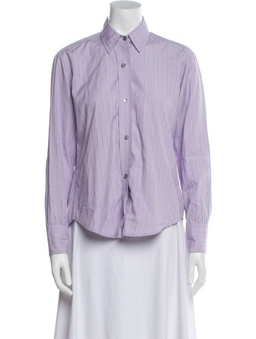 Turnbull & Asser Striped Long Sleeve Button-Up Top
