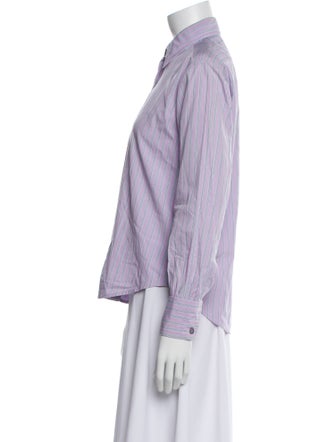 Turnbull & Asser Striped Long Sleeve Button-Up Top