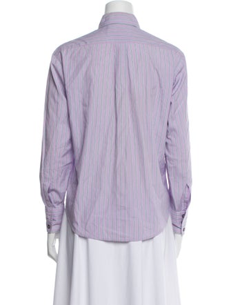 Turnbull & Asser Striped Long Sleeve Button-Up Top