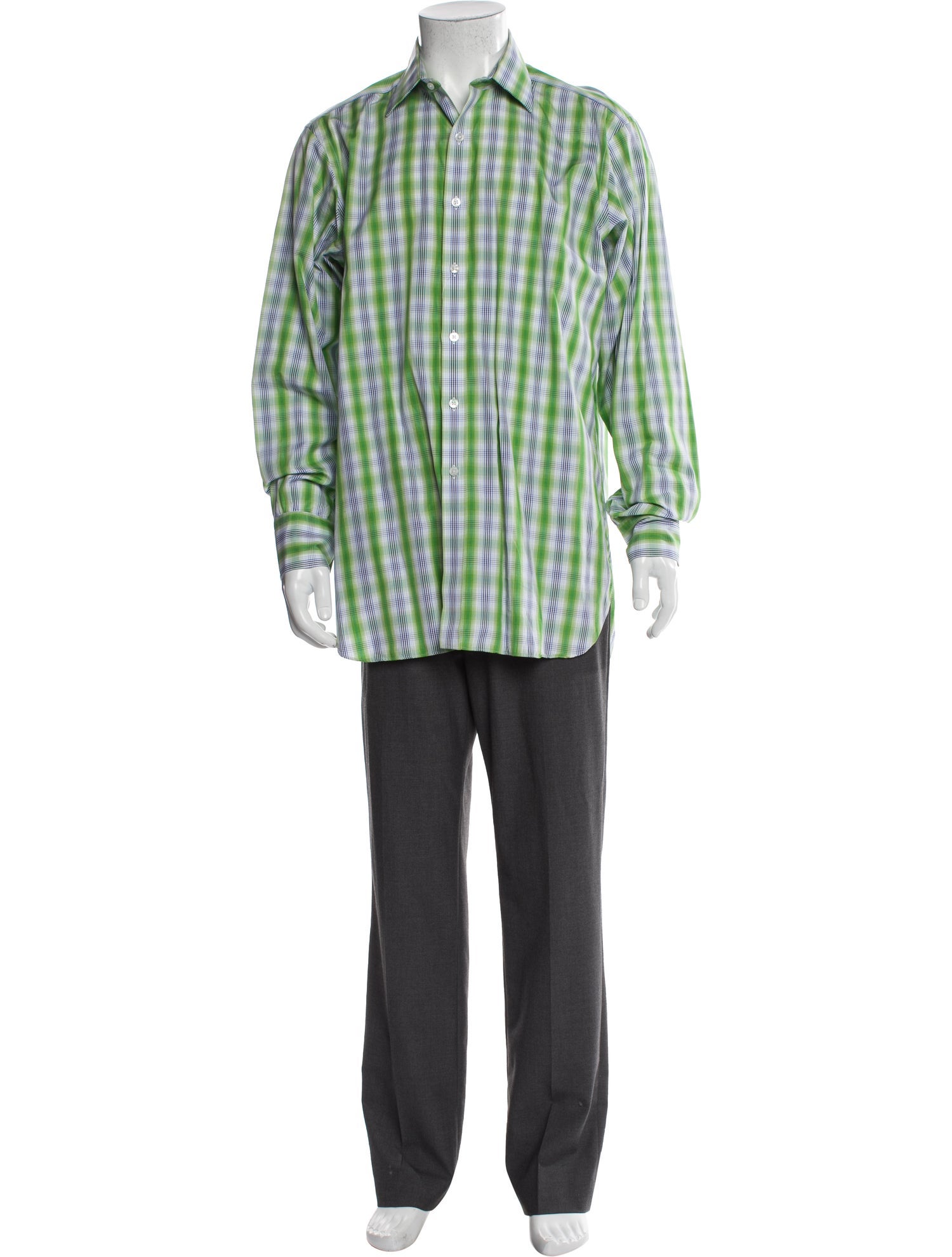 Turnbull & Asser Plaid Print Long Sleeve Dress Shirt