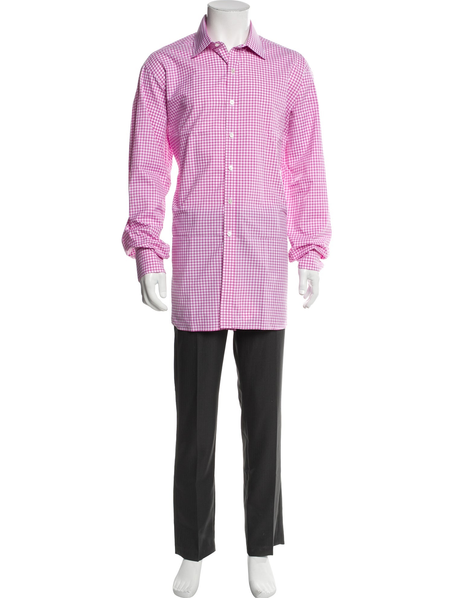 Turnbull & Asser Plaid Print Long Sleeve Dress Shirt