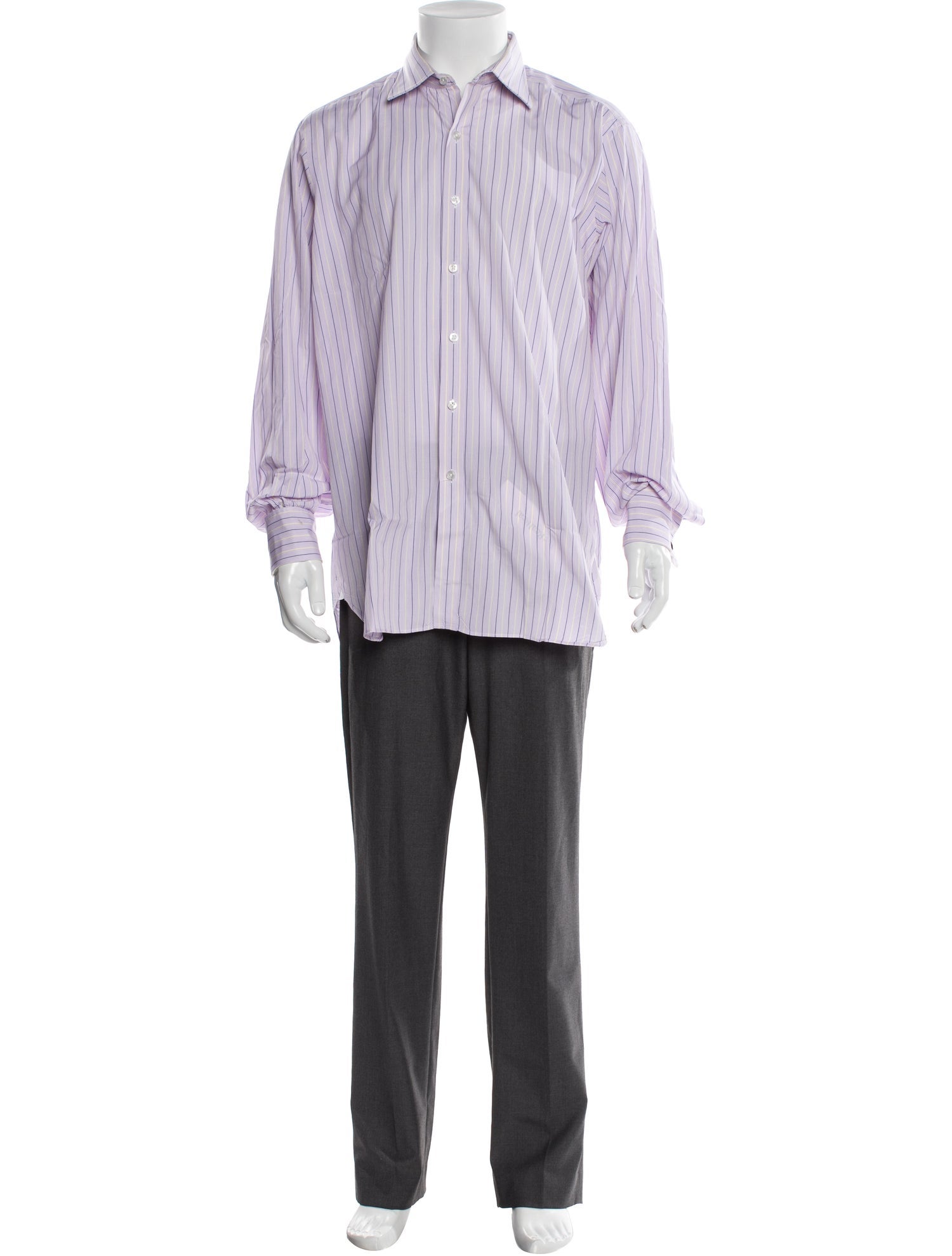 Turnbull & Asser Striped Long Sleeve Dress Shirt