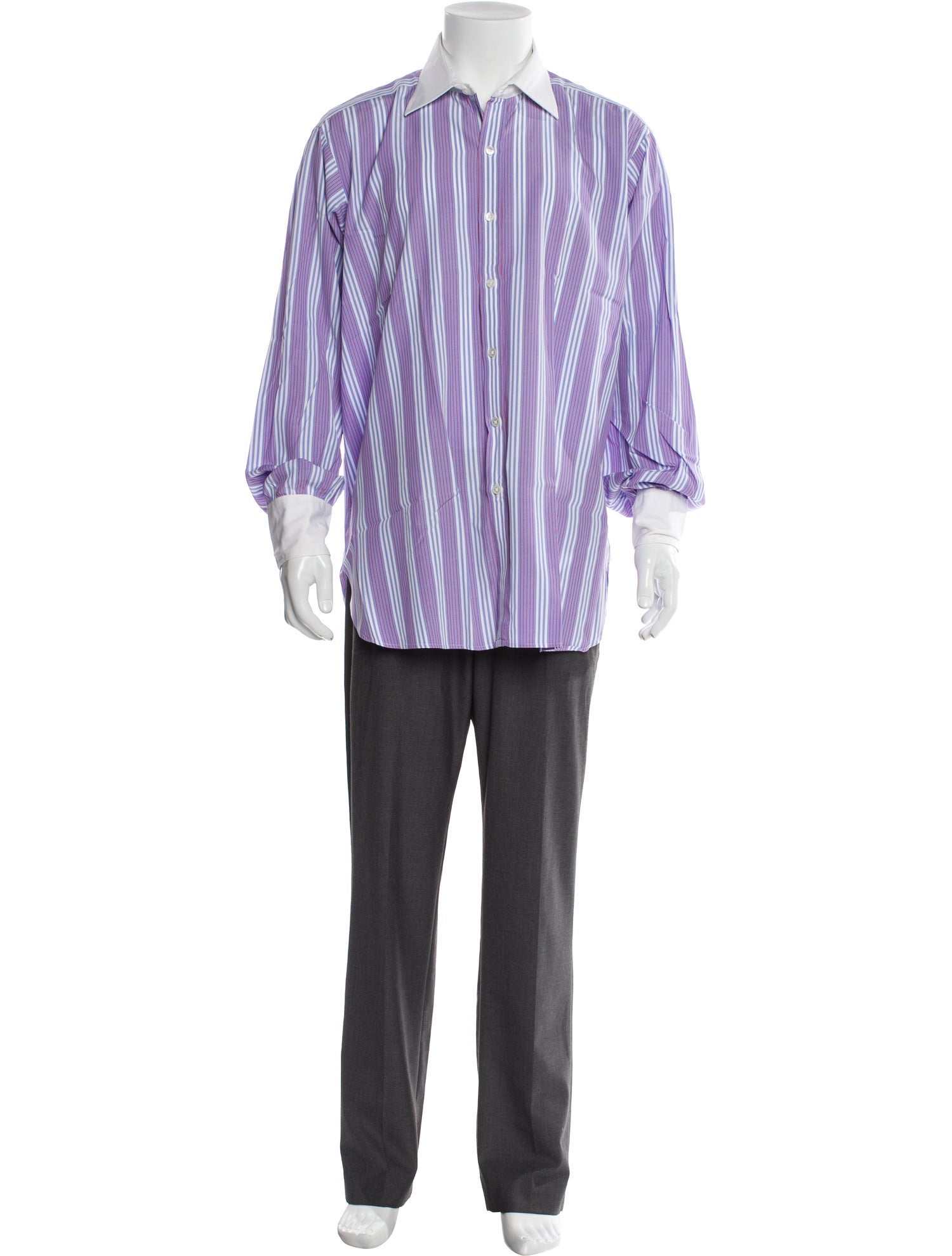 Turnbull & Asser Striped Long Sleeve Dress Shirt