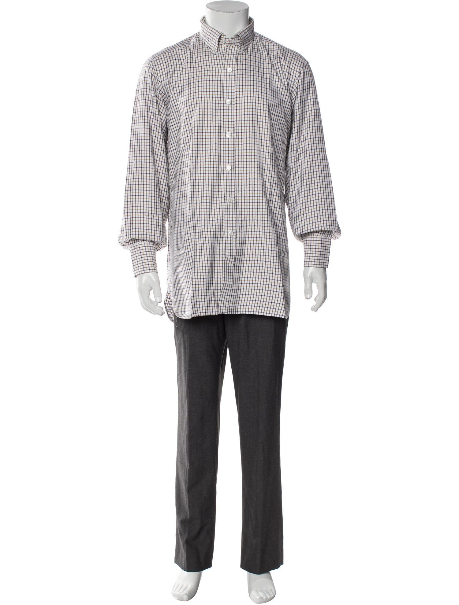 Turnbull & Asser Plaid Print Long Sleeve Shirt