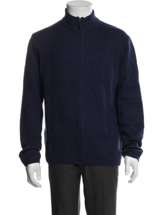Turnbull & Asser Merino Wool Mock Neck Cardigan
