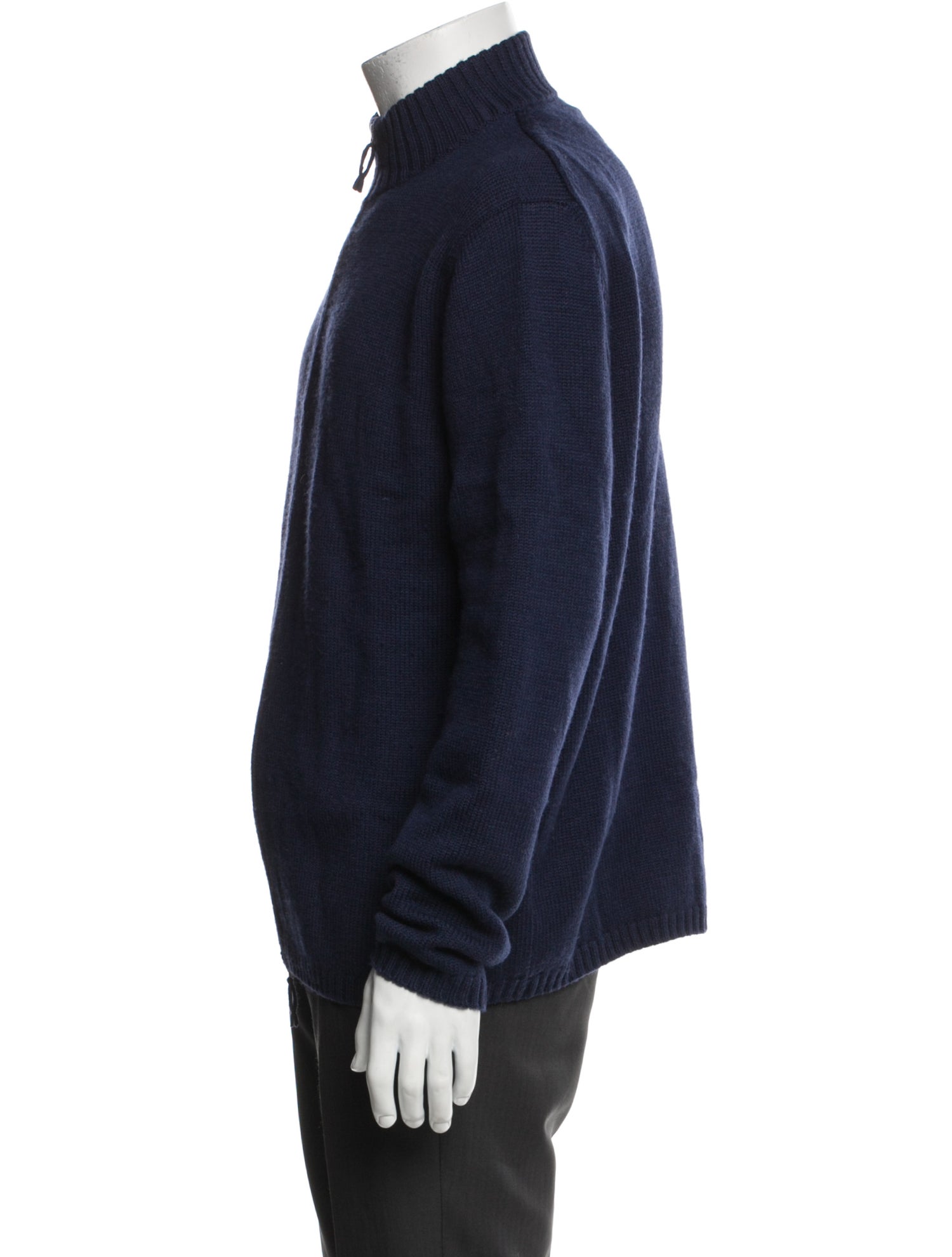 Turnbull & Asser Merino Wool Mock Neck Cardigan