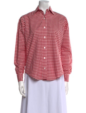 Turnbull & Asser Plaid Print Long Sleeve Button-Up Top