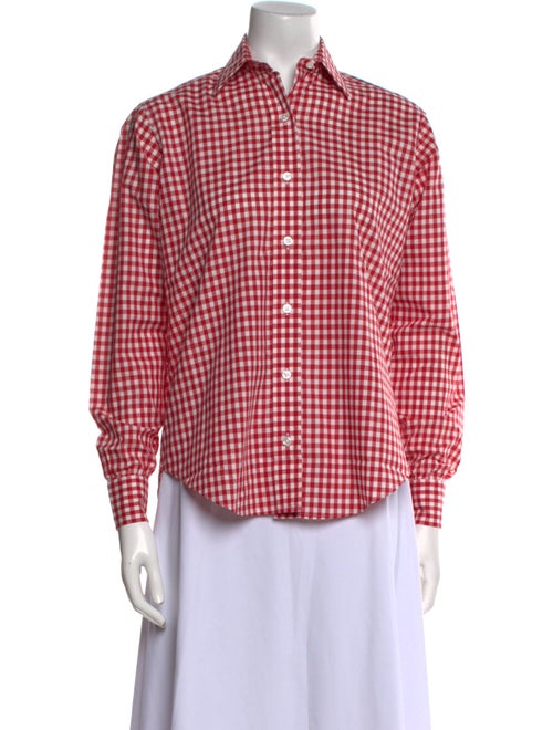 Turnbull & Asser Plaid Print Long Sleeve Button-Up Top