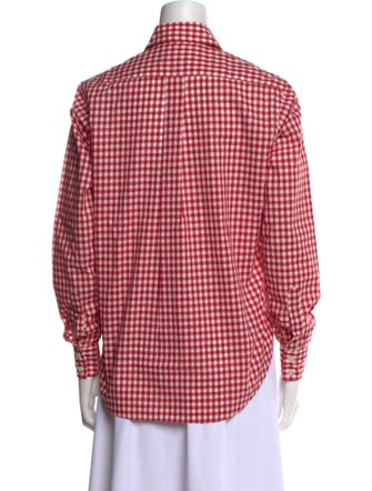 Turnbull & Asser Plaid Print Long Sleeve Button-Up Top