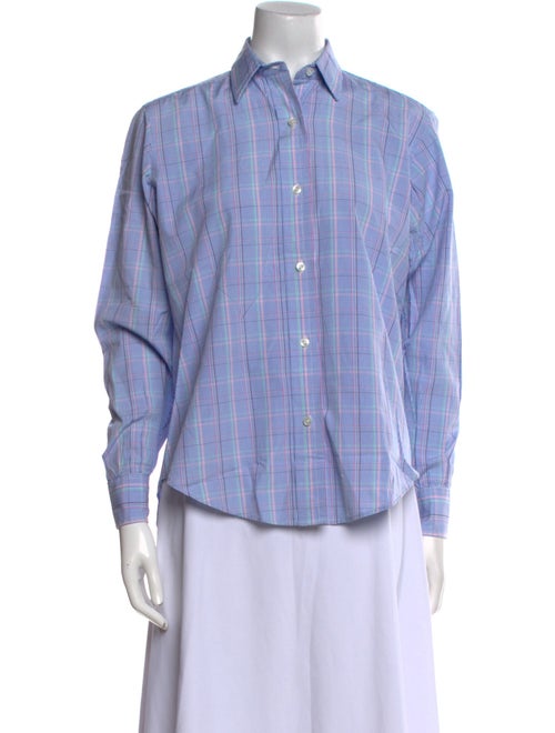 Turnbull & Asser Plaid Print Long Sleeve Button-Up Top