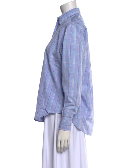 Turnbull & Asser Plaid Print Long Sleeve Button-Up Top
