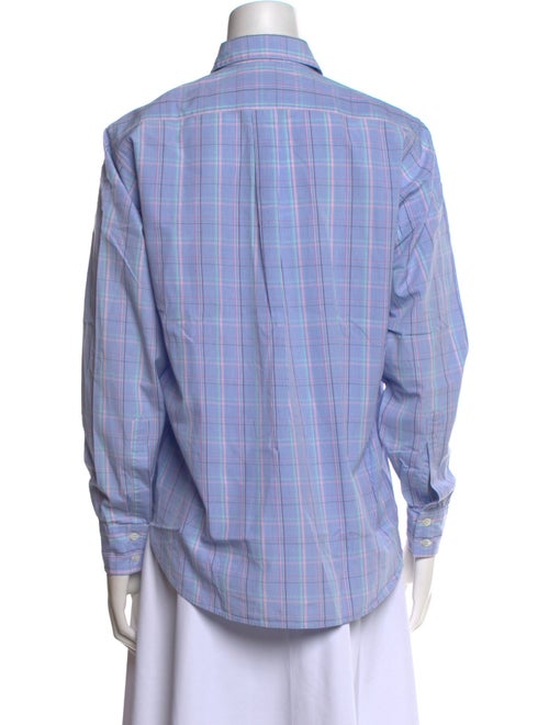 Turnbull & Asser Plaid Print Long Sleeve Button-Up Top
