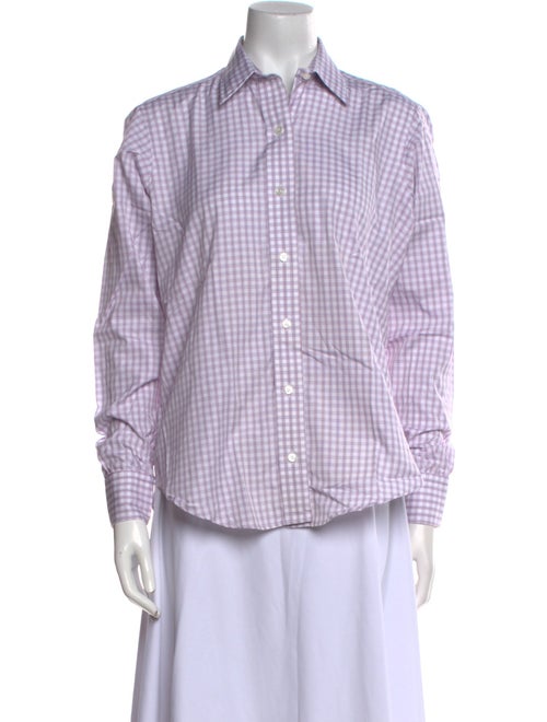 Turnbull & Asser Plaid Print Long Sleeve Button-Up Top
