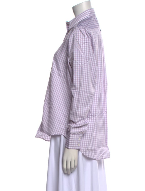 Turnbull & Asser Plaid Print Long Sleeve Button-Up Top