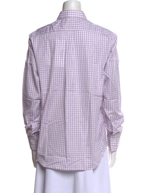 Turnbull & Asser Plaid Print Long Sleeve Button-Up Top
