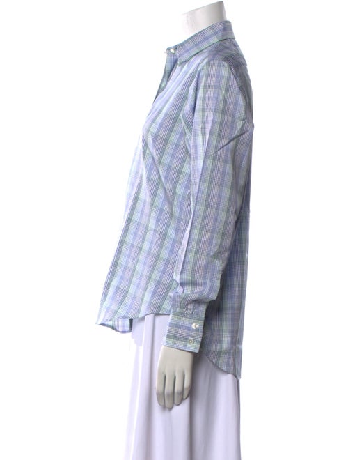 Turnbull & Asser Plaid Print Long Sleeve Button-Up Top