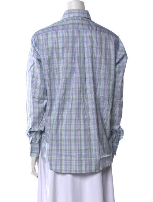 Turnbull & Asser Plaid Print Long Sleeve Button-Up Top