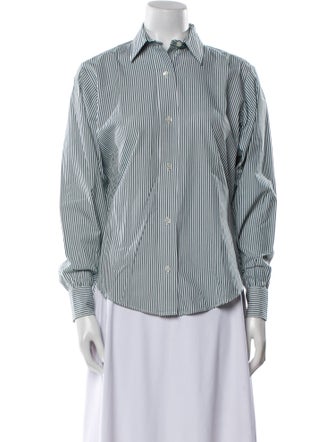 Turnbull & Asser Striped Long Sleeve Button-Up Top