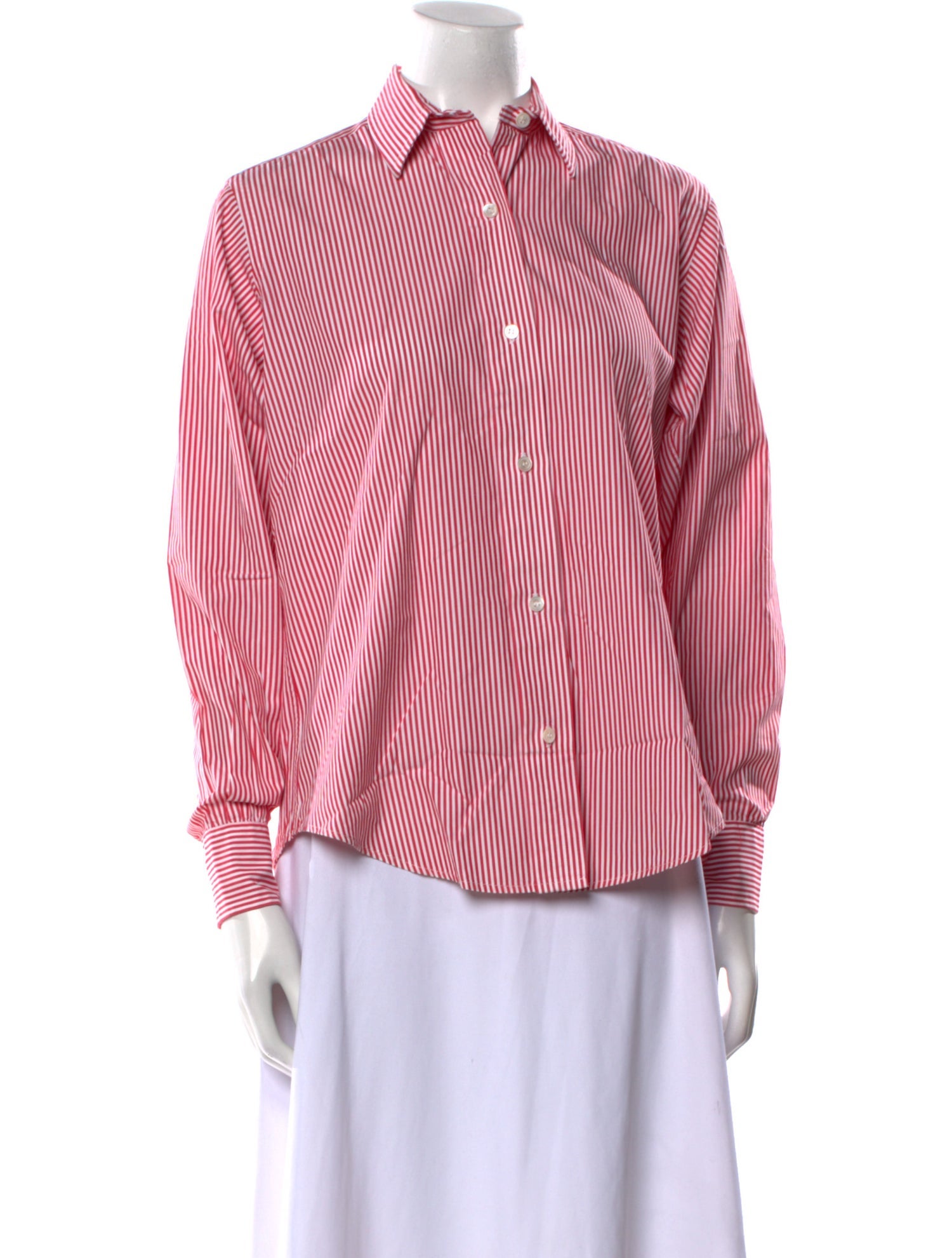 Turnbull & Asser Striped Long Sleeve Button-Up Top