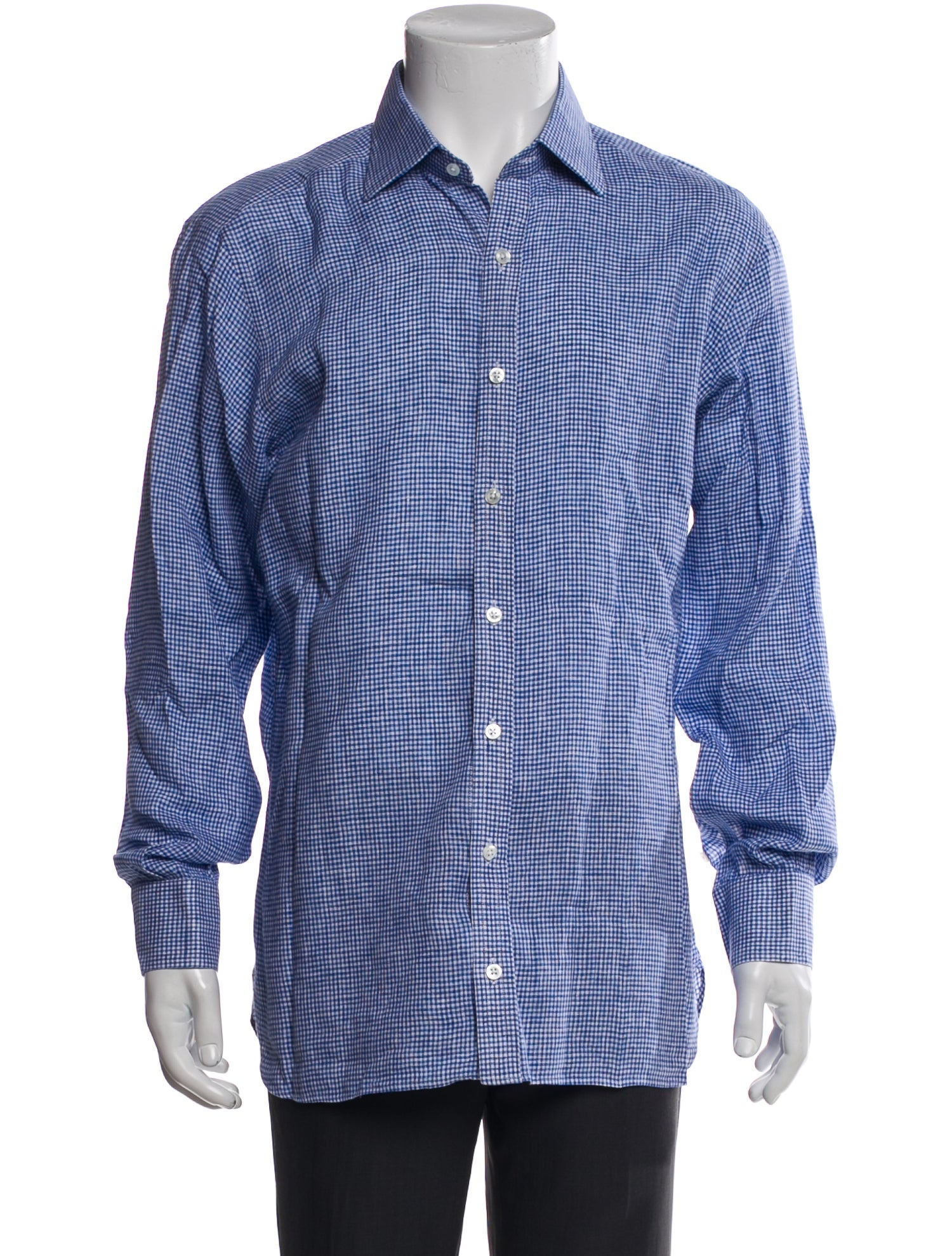 Turnbull & Asser Linen Plaid Print Shirt