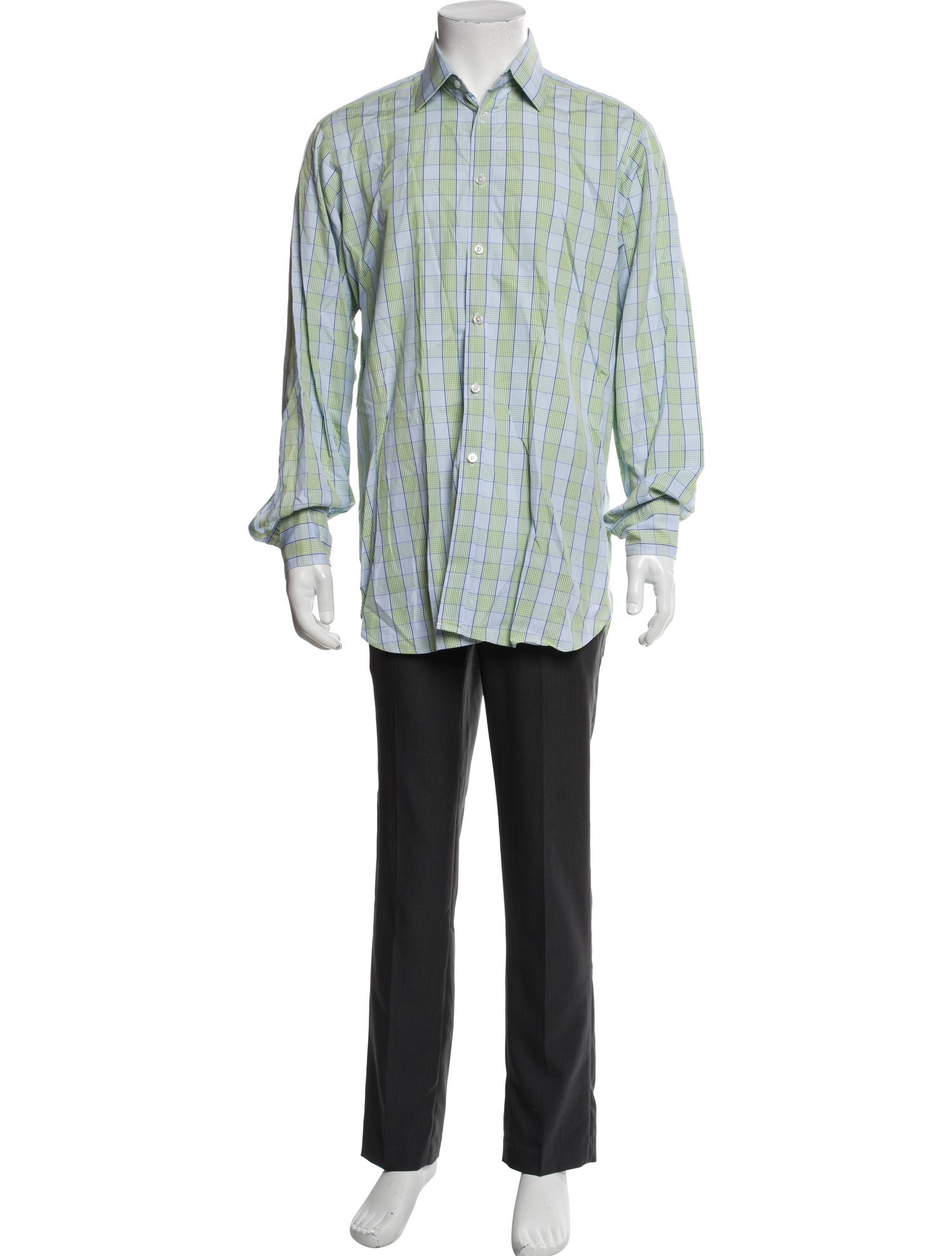 Turnbull & Asser Plaid Print Long Sleeve Dress Shirt