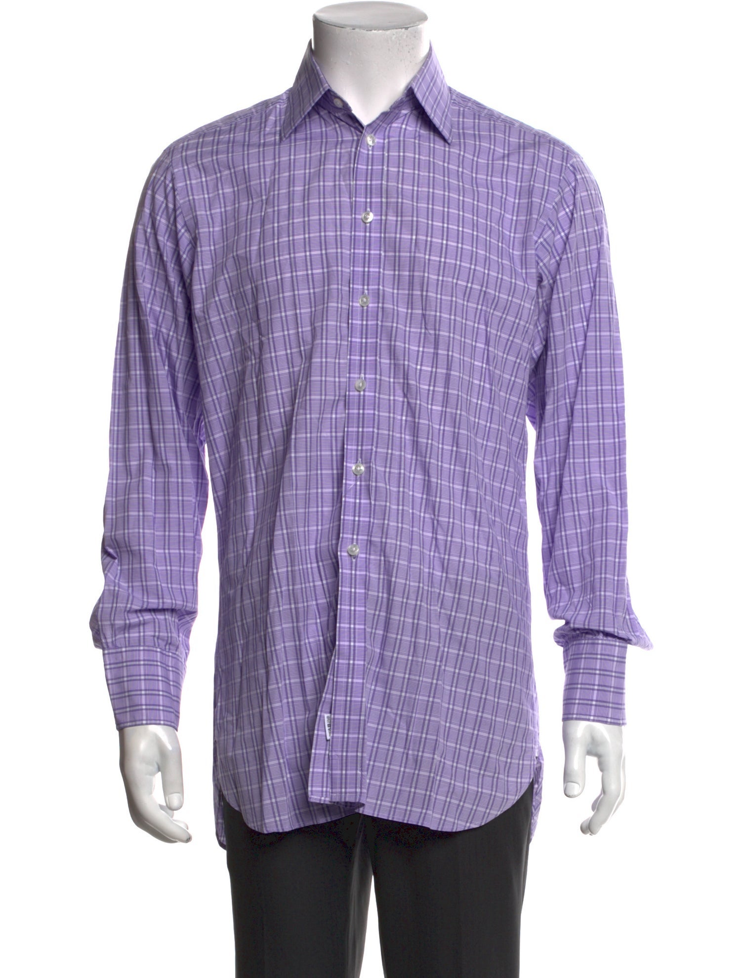 Turnbull & Asser Plaid Print Long Sleeve Dress Shirt