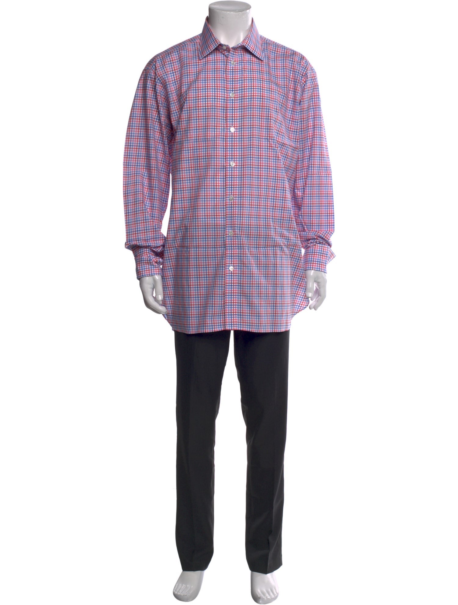 Turnbull & Asser Plaid Print Long Sleeve Dress Shirt