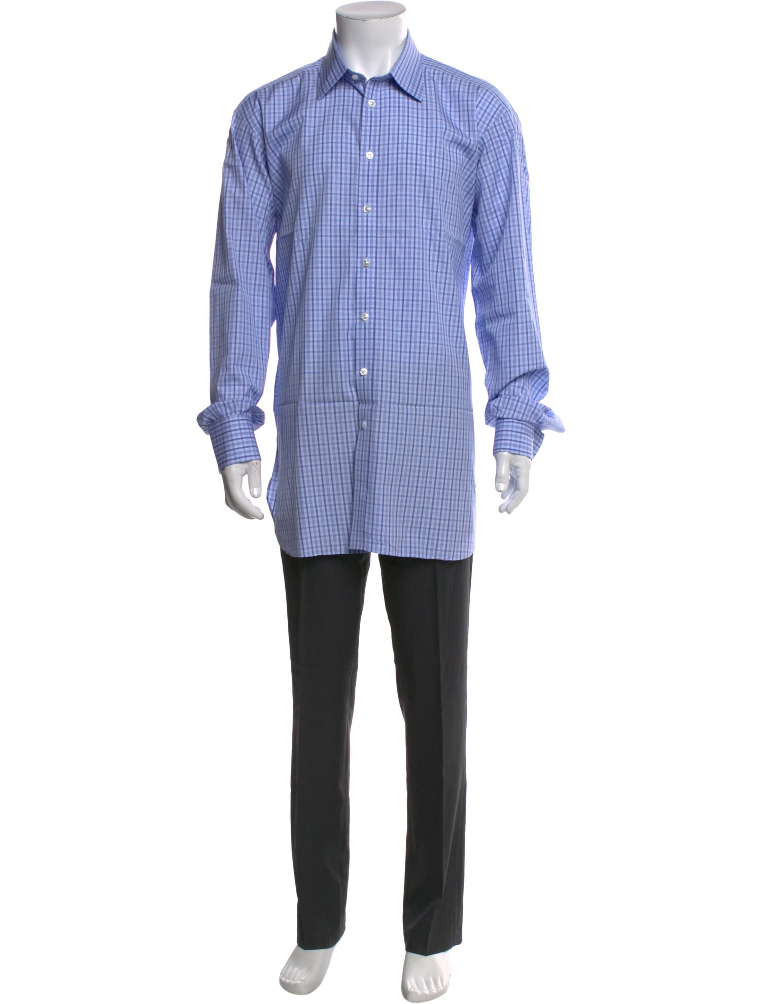 Turnbull & Asser Plaid Print Long Sleeve Dress Shirt