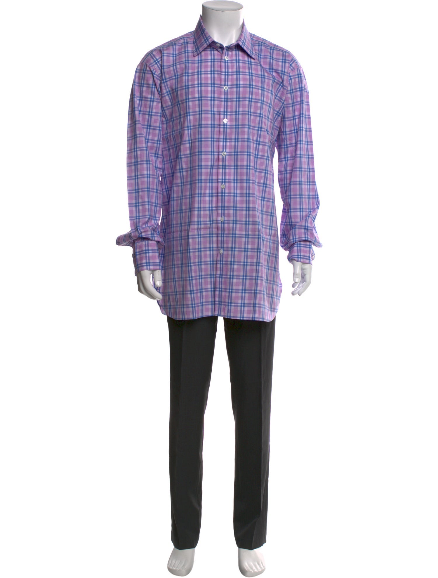Turnbull & Asser Plaid Print Long Sleeve Dress Shirt