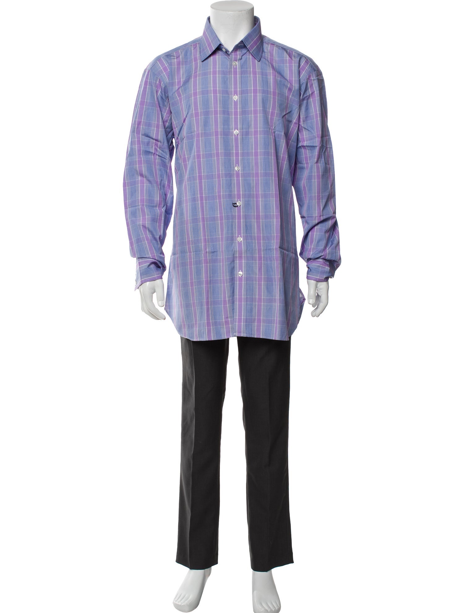 Turnbull & Asser Plaid Print Long Sleeve Dress Shirt w/ Tags