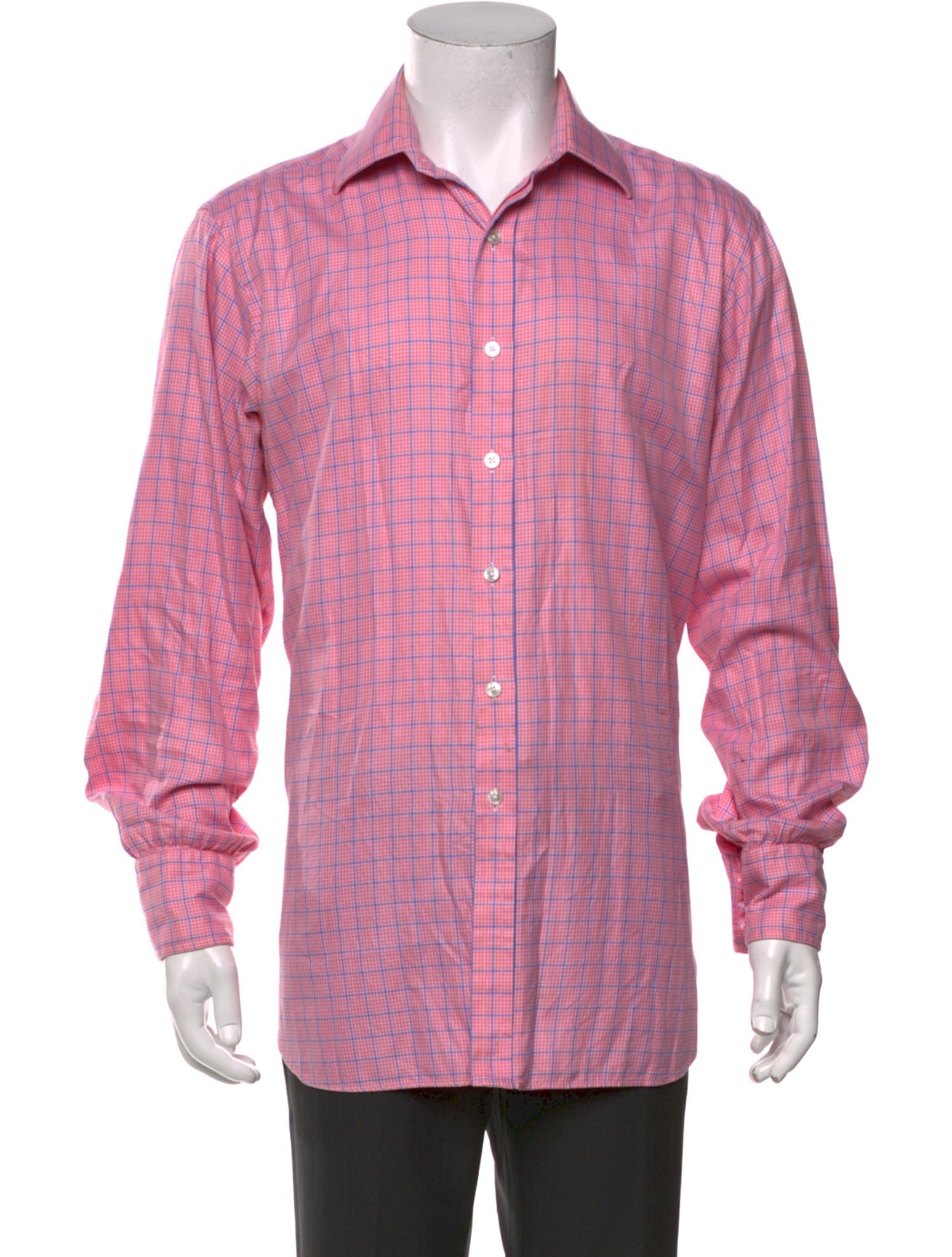 Turnbull & Asser Plaid Print Long Sleeve Dress Shirt