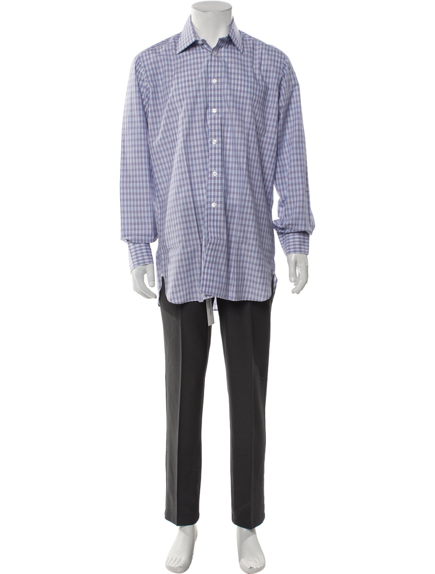 Turnbull & Asser Plaid Print Long Sleeve Dress Shirt