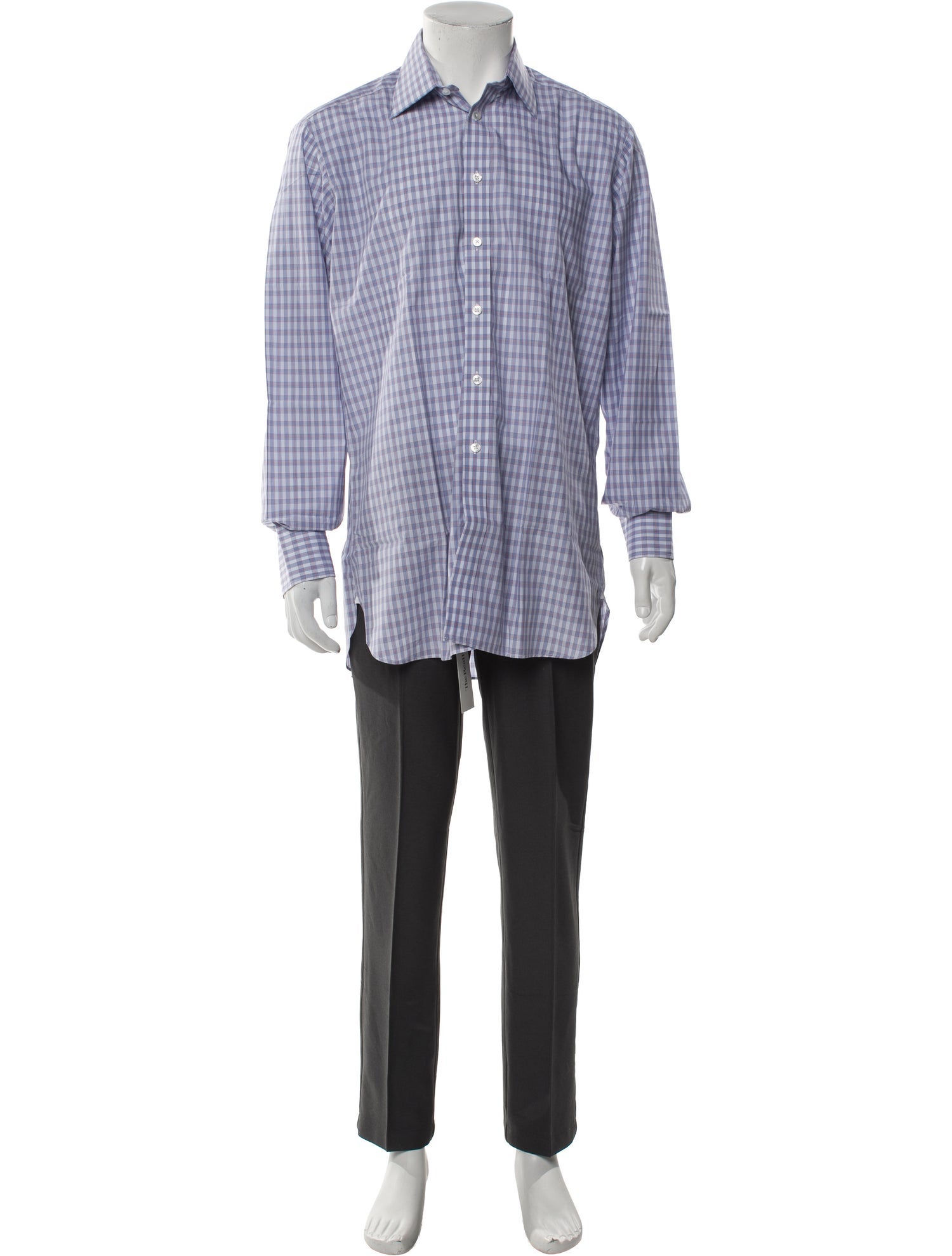 Turnbull & Asser Plaid Print Long Sleeve Dress Shirt
