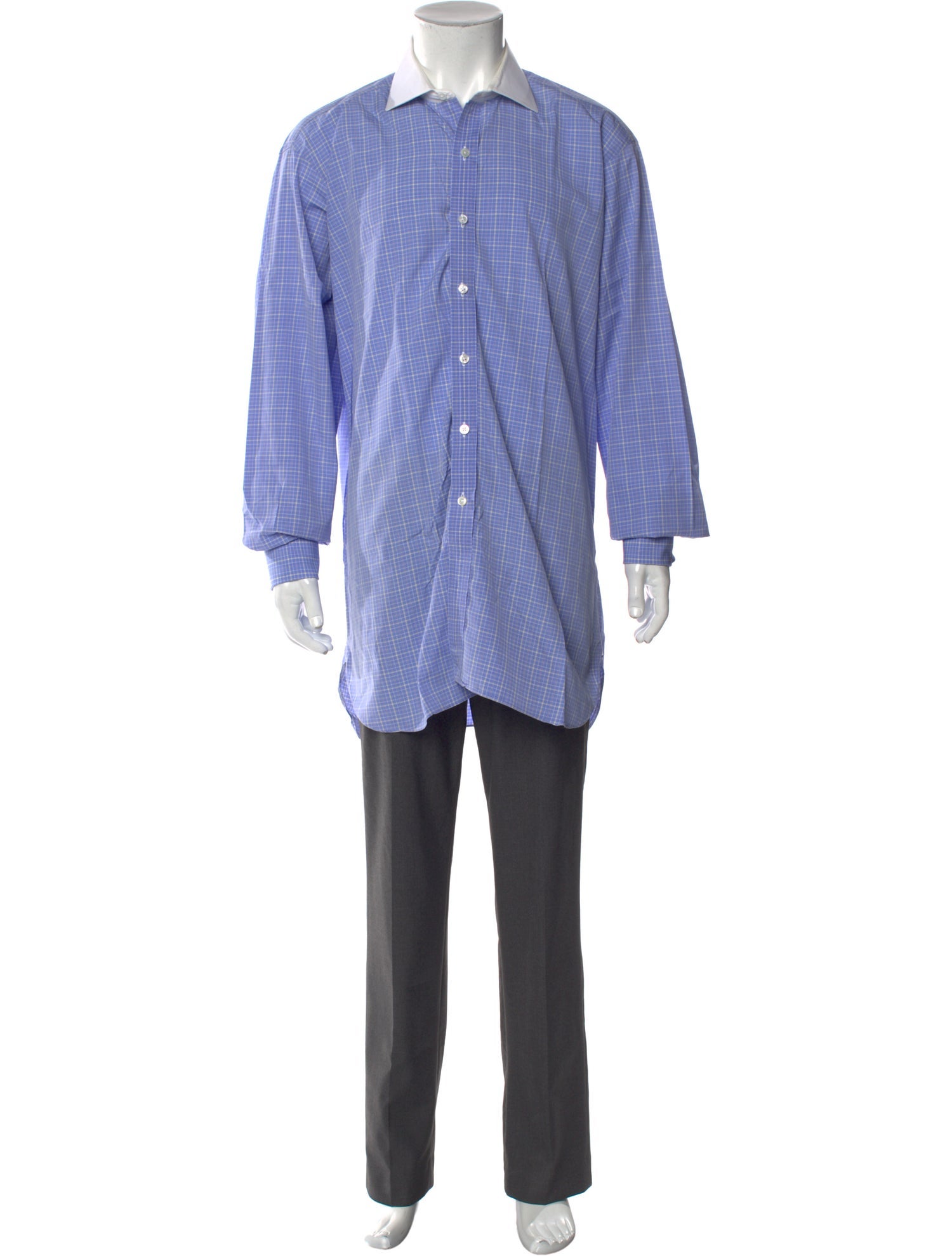 Turnbull & Asser Plaid Print Long Sleeve Dress Shirt