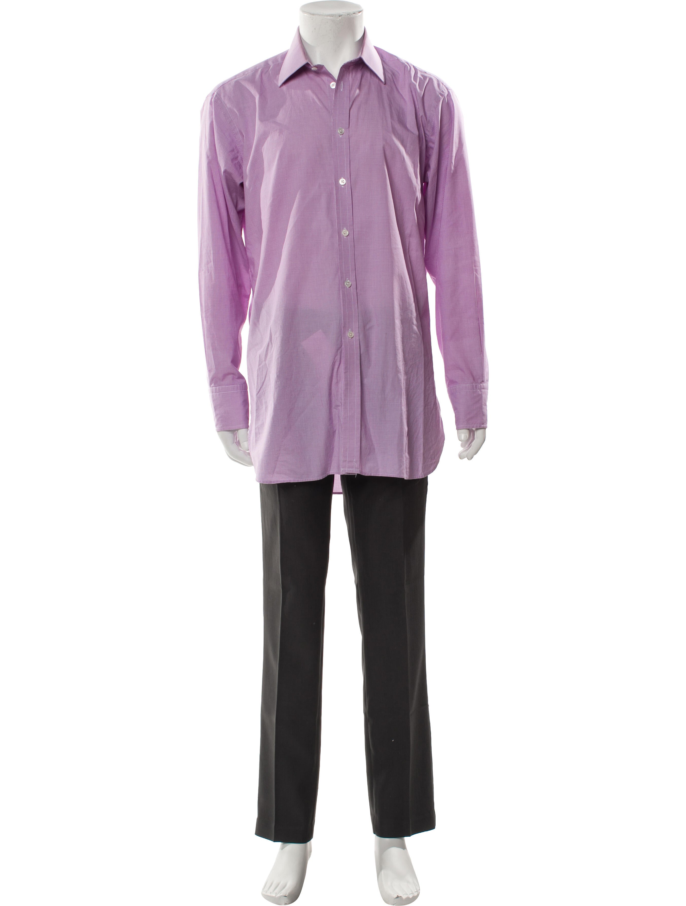 Turnbull & Asser Plaid Print Long Sleeve Dress Shirt