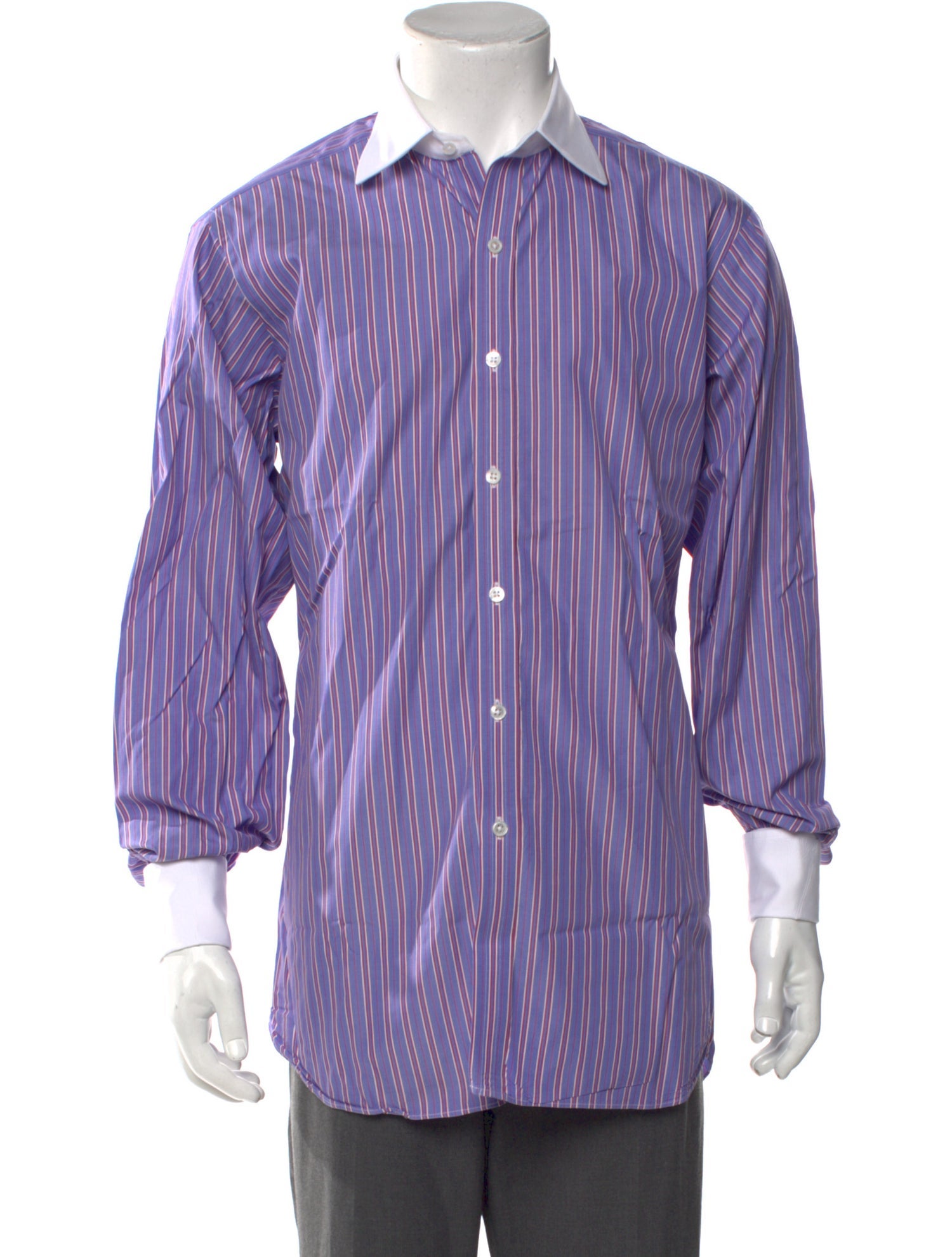 Turnbull & Asser Striped Long Sleeve Dress Shirt