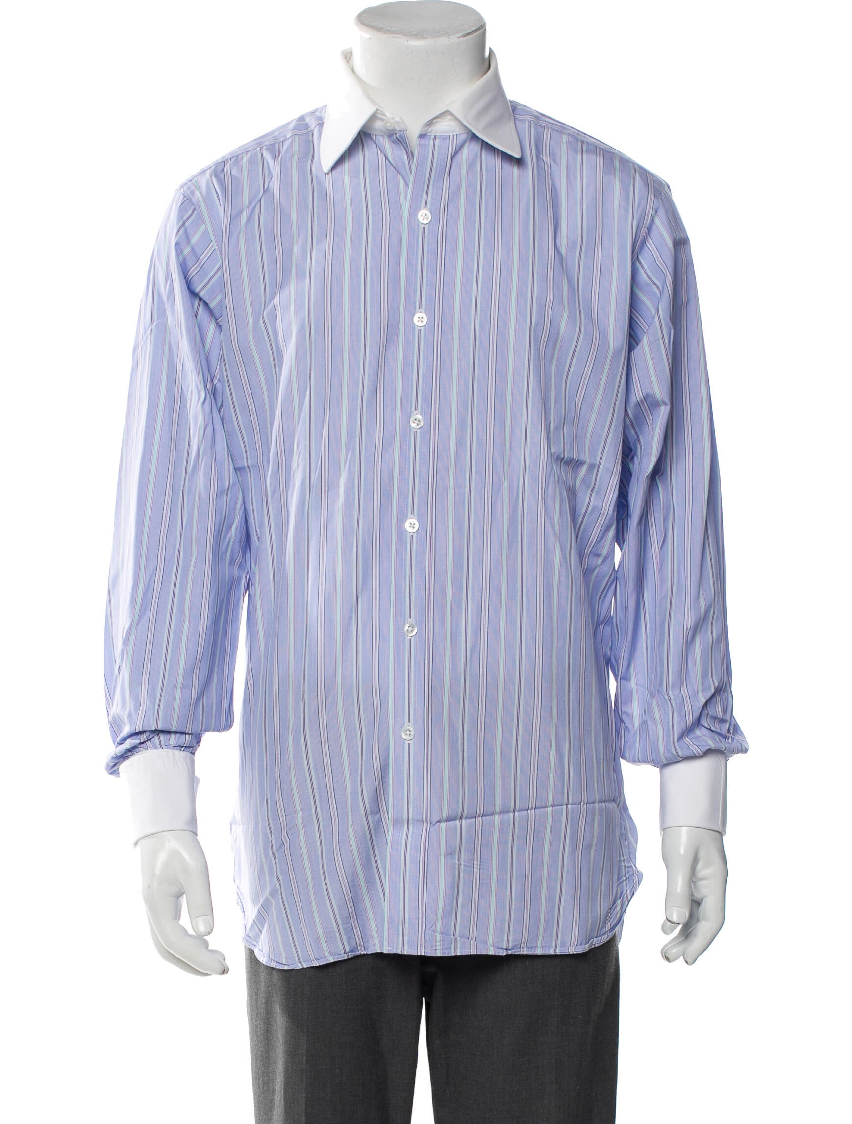 Turnbull & Asser Striped Long Sleeve Dress Shirt