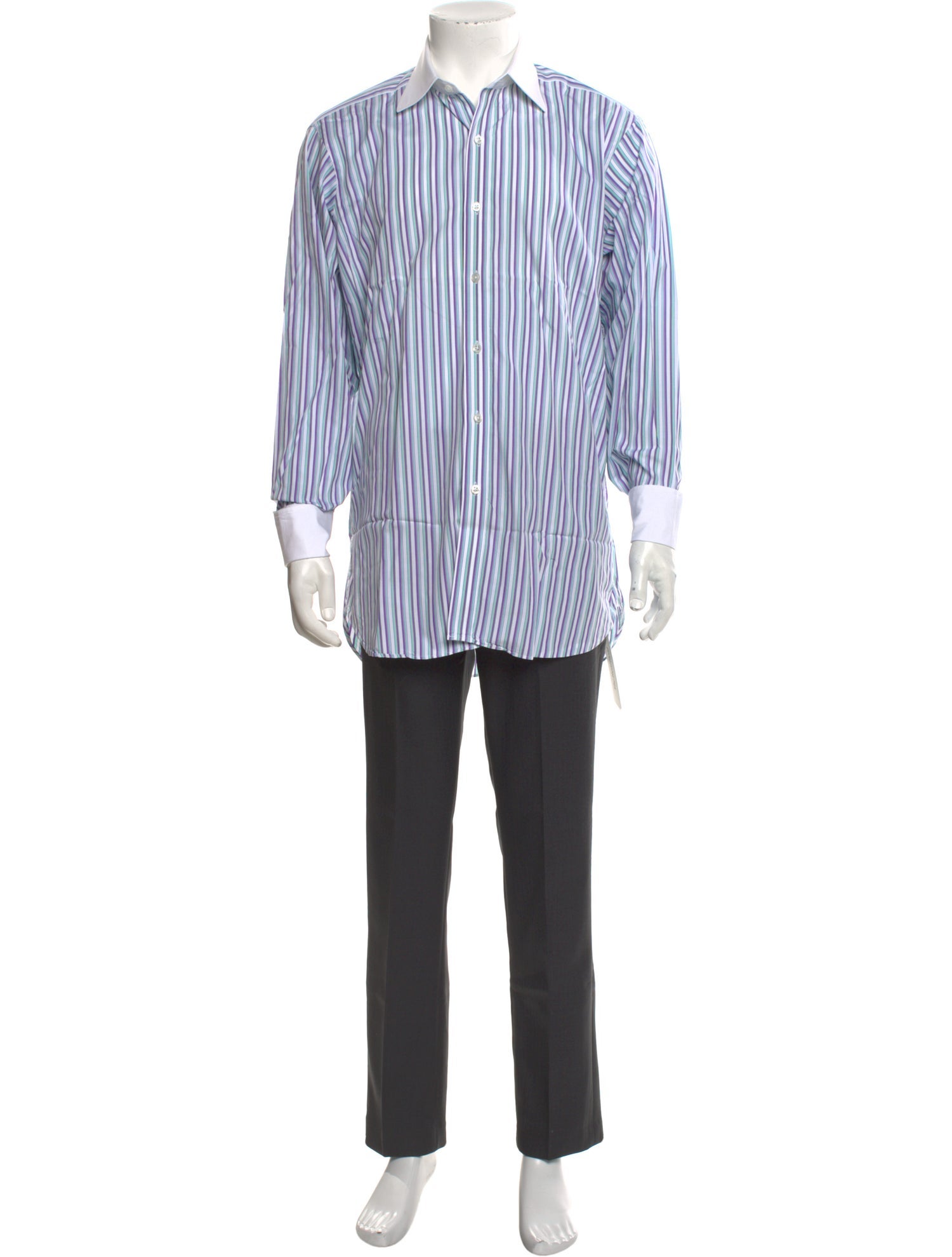 Turnbull & Asser Striped Long Sleeve Dress Shirt