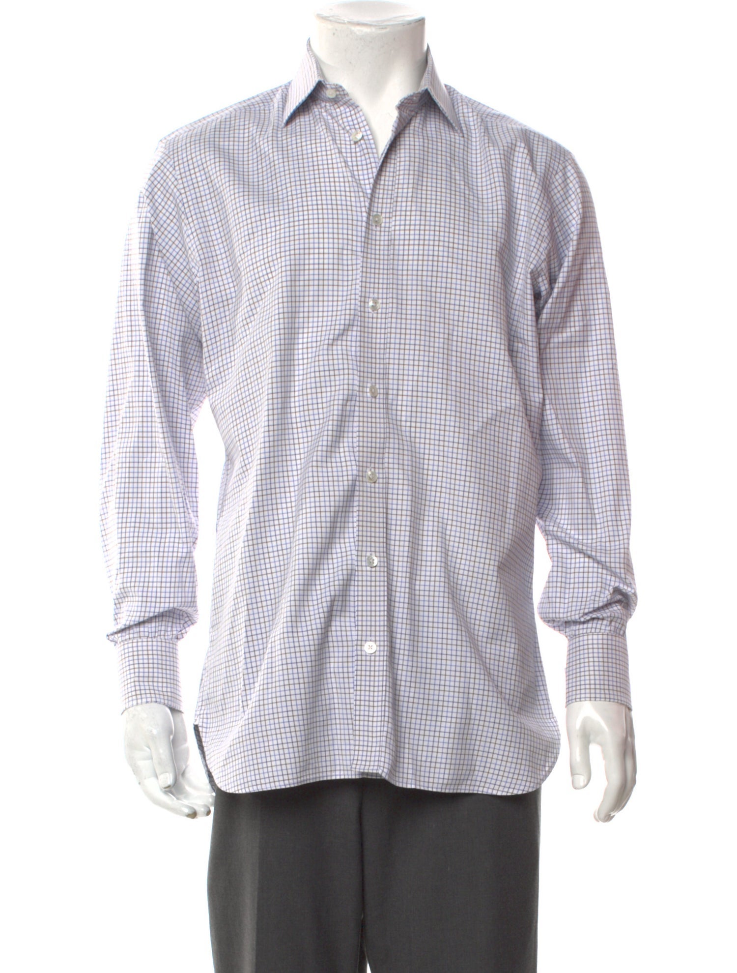 Turnbull & Asser Plaid Print Long Sleeve Shirt