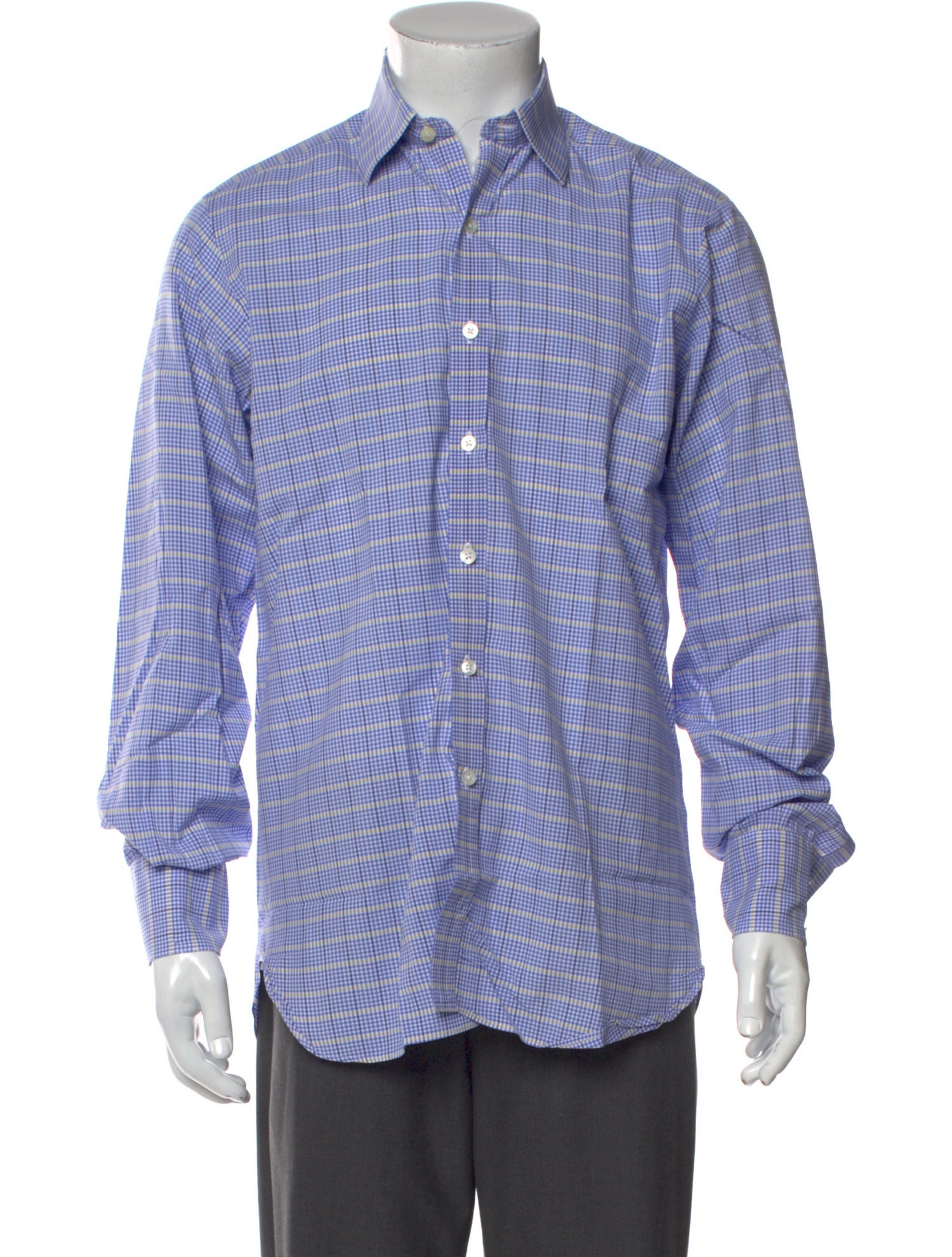 Turnbull & Asser Plaid Print Long Sleeve Dress Shirt