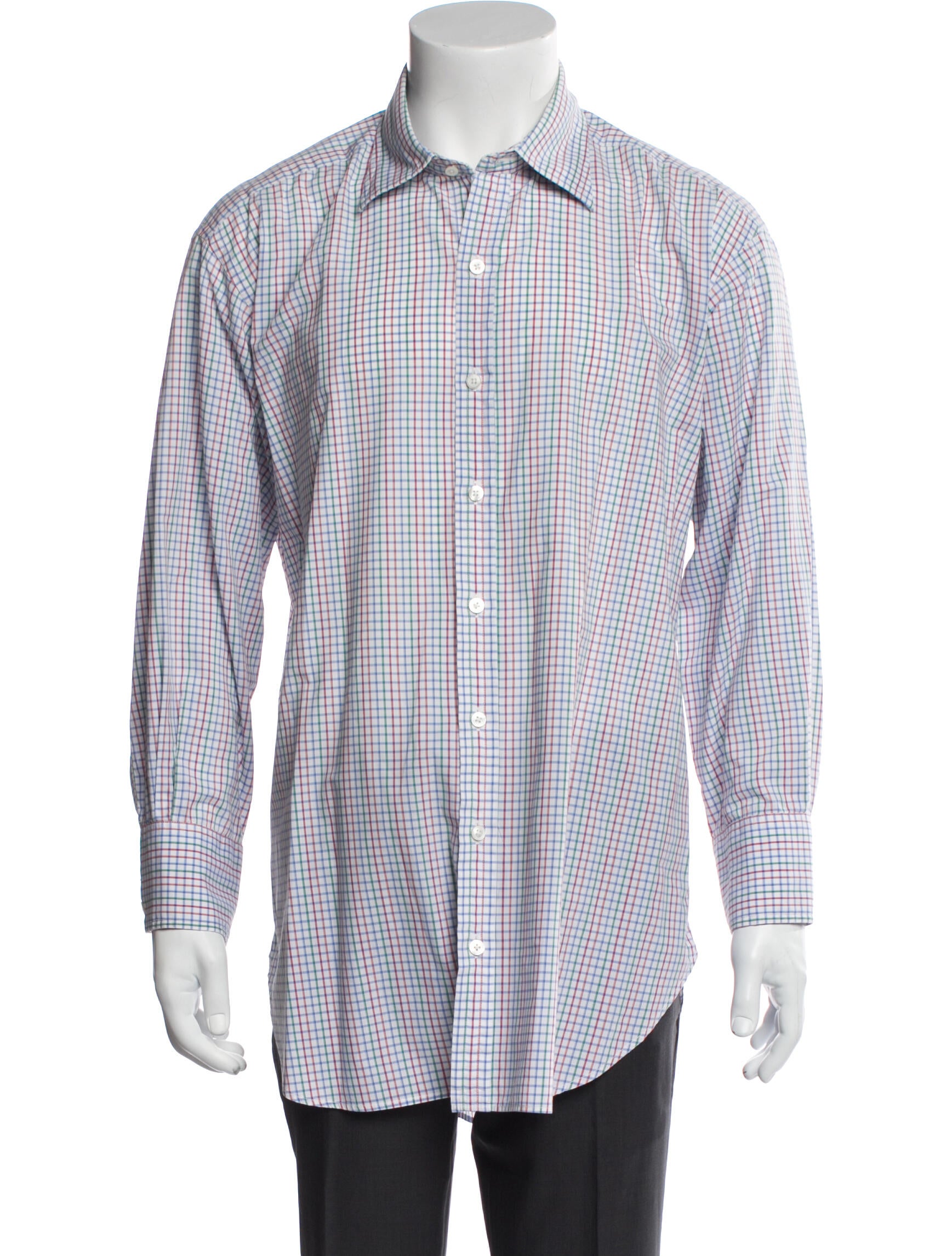 Turnbull & Asser Plaid Print Long Sleeve Dress Shirt