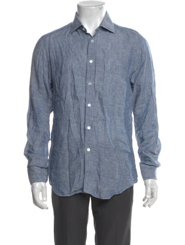 Pre-owned Turnbull & Asser Linen Long Sleeve Shirt In Blue