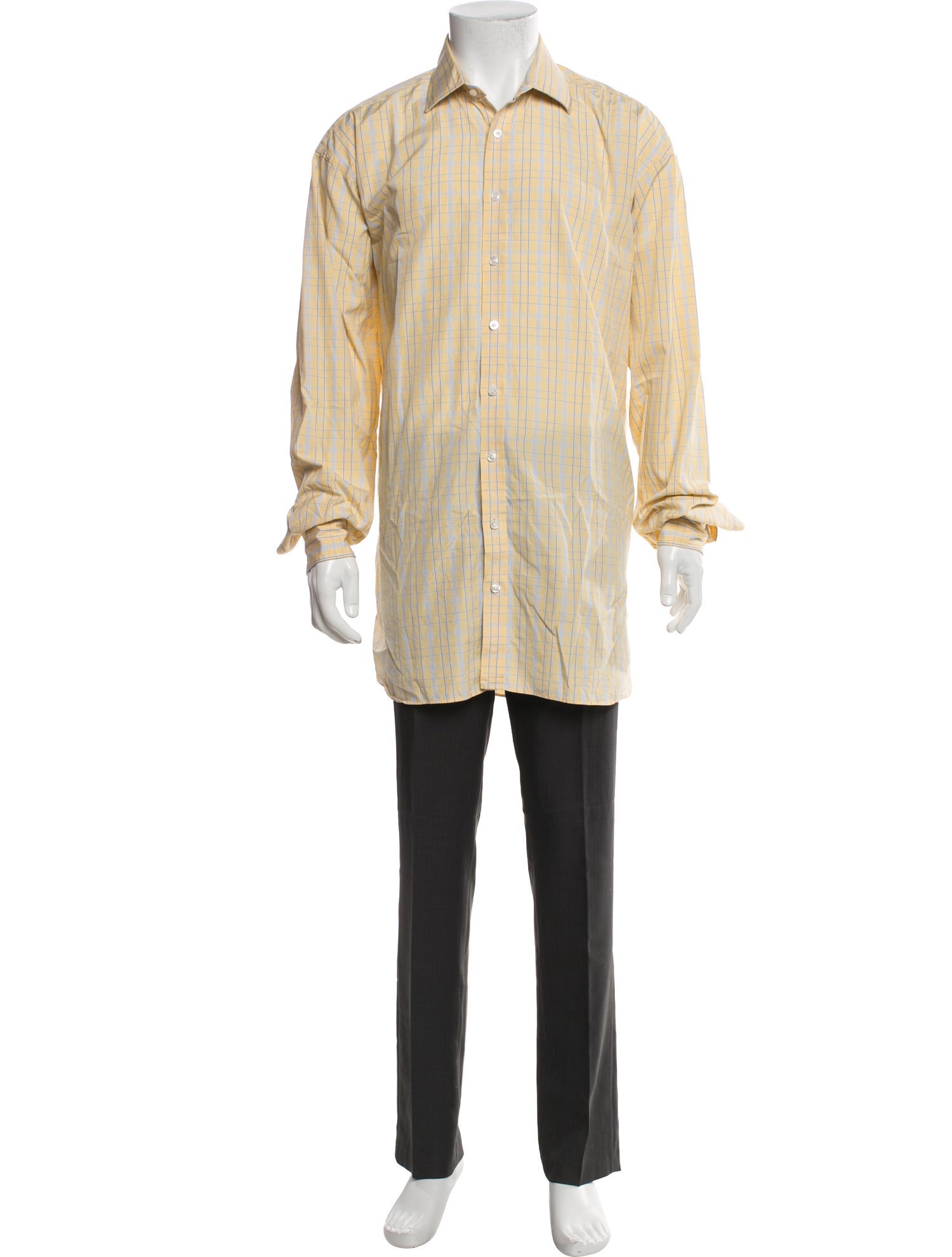 Turnbull & Asser Plaid Print Long Sleeve Dress Shirt